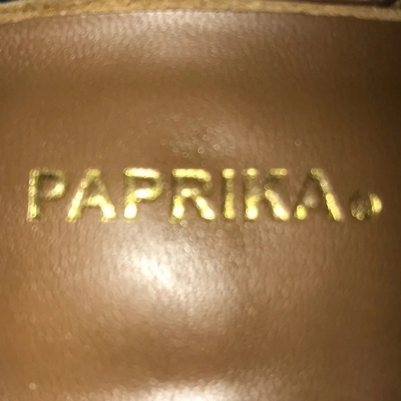 PAPRIKA booties clogs slip on suede lace ups stacked heel tan size 5 1/2 - Picture 7 of 7